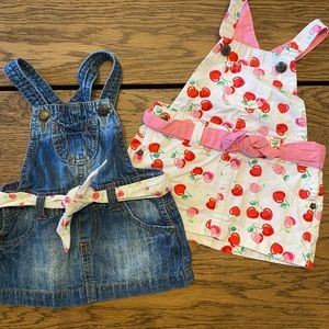 Bundle of 2 overall dresses 3-6 months